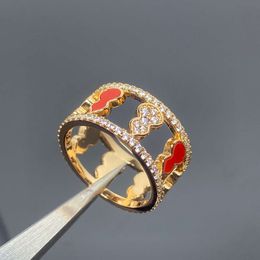 Designer Qeelin Zhang Yixings Same Hollowed Out Diamond Inlaid Small Eight Blessings Gourd Ring Ring with Gold Plated Ring for Both Men and Women Kirin Ring