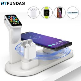 Sets Qi Wireless Charger 4 in 1 Holder Stand for Apple Watch Series 5 4 3 2 Iwatch Iphone 11 Pro Max Xs Max Xr X Dock Station