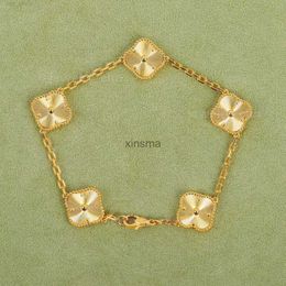 Bracelets 5 motif flower 4 four leaf clover bracelet designer for women mother of pearl bracelets initial crystal Jewellery Valentines with box 240228