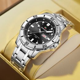 Watches S 2022 Top Brand Black Men Watch for Business Quartz Wristwatch Week Calendar Steel Bezel Unique Waterproof Gift Watches