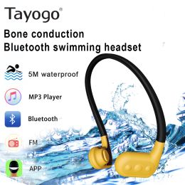 Player Tayogo Bluetooth Bone conduction Headphone Bulitin Mp3 Player with FM APP Pedometer IPX8 Waterproof 8GB Swimming Music Player
