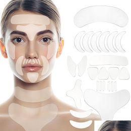 Other Health & Beauty Items 18Pcs Wrinkle Es For Anti Ageing Sile Reusable Face Forehead Neck Eye Sticker Pads Skin Lifting Care Tools Dhmkp