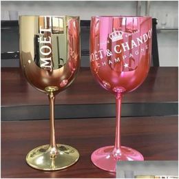 Wine Glasses 16 Oz 4-Color Red Plastic Cup Electroplating Goblet Outdoor Cam Family Gathering Juice Champagne Glass Drop Delivery Ho Dhrzv