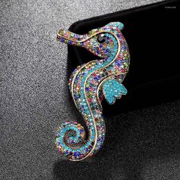 Brooches Zlxgirl Big Size Austrian Crystal Seahorse Animal Pins Anniversary Jewellery Metal Alloy Men's Fashion Hijab Accessory