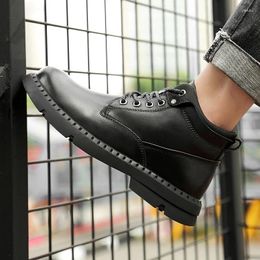 Boots Warm Winter For Men Genuine Leather Fashion Lace-Up Walking Shoes 2024 High Quality Male Comfortable Motorcycle