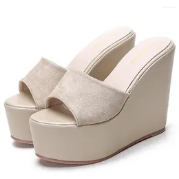 Slippers Sandals Casual Bling Flip Flops Ladies Wedge Heel Platform Shoes Women High