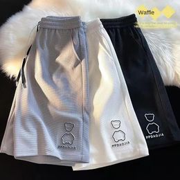 Men's Shorts 2024 Bear Five-Six-Point Loose American Ins Wide-Leg Summer Fashion Brand Waffle Casual Sports Basketball Pants