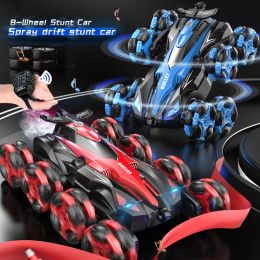 Cars RC Car Toy Eight Wheels Spray Twisting Stunt Drift Car Remote Controlled Cars RC Toy for Children Adults Watch Remote Control