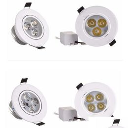 Downlights 9W 12W Led Downlight Dimmable Warm Pure Cool White Recessed Lamp Spot Light Ac85-265V184H Drop Delivery Lights Lighting Ind Dhhlz