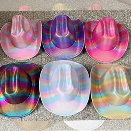 Berets Colorful Stripe Cowboy Hat Western Men & Women Retro Party Stage Outdoor Knight