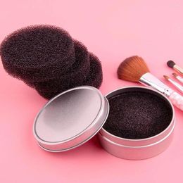 Makeup Brushes 2 Pcs Brush Cleaning Box Cleaner Mat Cosmetics Holder Tin Pad Cleaners Sponge