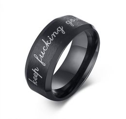 Fashion DIY Jewellery couple rings Keep Fucking Going Stainless Steel Men Ring Band Titanium Silver Black Ring Boyfriend Husband3995995