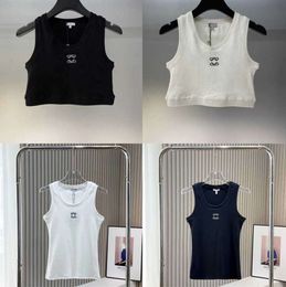 Womens Tops Tank Top T-Shirt Anagram Regular Cropped Cotton Jersey Camis Female Femme Knits Tees Designer Embroidery Knitted Vest Sport Breathable Yoga Vest Tops433