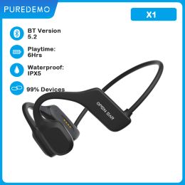 Tanks Real Bone Conduction Headphones Bluetooth 5.2 Wireless Earphones Waterproof Sports Headset with Mic for Workouts Running Driving