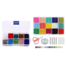 Pcs Beads 1000Pcs DIY 4mm Faceted Bicone Crystal Glass Beads & 9000Pcs Seed 15 Multicolor Assortment Jewelry Pouches Bags315S