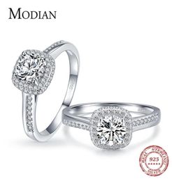 Modian Genuine 925 Sterling Silver Round Clear Cubic Zirconia Engagement Rings For Women Wedding Promise Statement Jewellery Gift 228717397