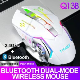 Mice Bluetooth Rechargeable Wireless Mouse Computer RGB 2400 Ergonomic Gaming Mause Optical USB For Laptop PC