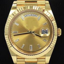 2024 High Quality Day-Date 228238 18K Yellow Gold Baguettes Diamond Dial Watch 40mm BOX Asia 2813 Automatic Mens Men's Watch