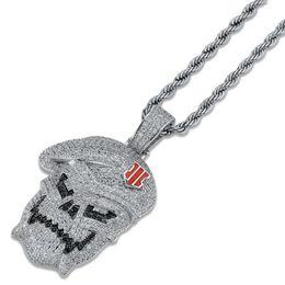 Hip Hop Jewellery Micro Pave Black Ops Skeleton Skull Pendant Necklaces Silver Cubic Zircon Iced Out Zircon Jewellery Male Gift225d