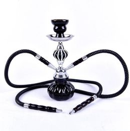 Double Hoses Hookah Travel Shisha Pipe Set Nargile Chicha Narguile completo with Bowl Metal Charcoal Tongs Smoking Pipe C03123911264