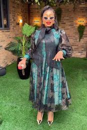 Ethnic Clothing 2024 African Wedding Party Dresses For Women Spring Long Sleeve Print Sequin Evening Maxi Dress Dashiki Africa 3XL