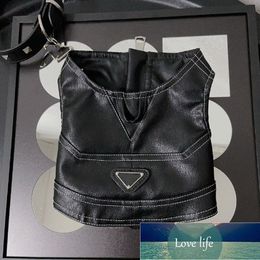 Pet Clothes Handsome Black Leather Coat Puppy Teddy Schnauzer York Autumn and Winter Clothing Short Vest Vest