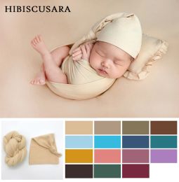 Sets Soft Strong Stretch Baby Wraps Newborn Infant Elastic Photography Swaddlings with Hat Bebe Photo Props Wrap Blanket 40*165cm