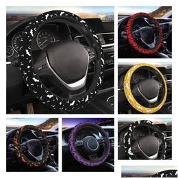 Steering Wheel Covers Ers Halloween Goth Bats And Moon Elastic Er For Women Men 15 Inch Anti Slip Car Wrap Drop Delivery Mobiles Mot Dhk1A