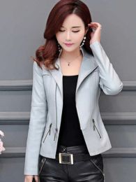 Jackets Plus Size Faux Leather Jacket Women Slim Long Sleeve Zipper Short Coats 2020 New Spring Autumn Ladies Biker Moto Black Outwear