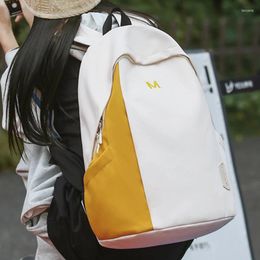 School Bags 2024 Unisex Large Laptop Backpack Yellow And Beige Hit Colour Korean Stylish Students' Rucksack Nylon Lovers' Gym Travel Knapsack