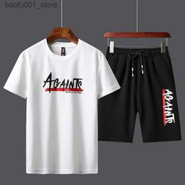 Men's Tracksuits Mens track and field clothing summer sportswear two-piece T-shirt shorts brand track and field clothing mens sportswear Q240228