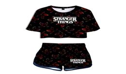 Summer Women039s Sets Stranger Things 3 3D Printed Short Sleeve Crop Top Shorts Sweat Suits Women Tracksuits Two Piece Outfit5823640