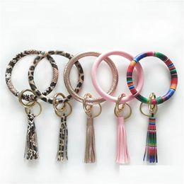 Pendants Solid Colour Tassel Key Ring Rainbow Round Shape Bracelet Car Keychain Pendant Keys Storage Rings Bag Ornaments Decor Th1309 Dhb2C