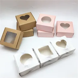 Jewelry Pouches 50pcs Kraft Gifts Boxes With Clear PVC Window For Packing Gifts/Jewelry/Candy/Handmade Soap/Crifts Paper Packaging Displays