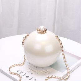 ABS Round Ball Shoulder Bag Famous Brand Evening Clutch Women Fashion Chain Crossbody Bags Womens Acrylic White Purse 240223