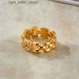 Rings Woven Strap Square Zircon Ring Womens 2023 New Fashion Style Tide All-Match Premium Jewelry Accessories 240229