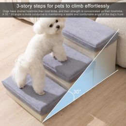 Pens Pet Dog House Dog Stairs Pet 3 Steps Stairs For Small Dog Cat Pet Ramp Ladder Antislip Removable Dogs Bed Stairs Pet Supplies