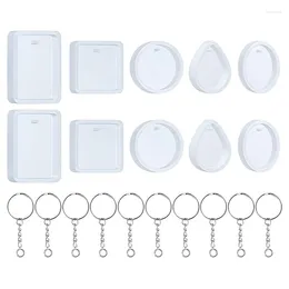 Keychains Resin Molds For Jewelry 20 Pcs Silicone Earring Casting With Keychain Rings DIY Making