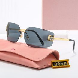 Luxus-Designer-Sonnenbrille für Damen, Sommer-Sonnenbrille, rahmenlos, gebogene Gläser, Sonnenbrille, Strandbrille, Adumbral Outdoor-Fahrbrille