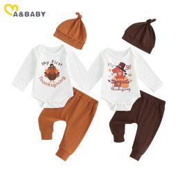 Sets ma&baby 018M Thanksgiving Day Infant Newborn Baby Girl Clothes Sets Letter Print Romper Pants Hat Outfits Costumes