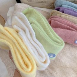 Women Socks Winter Women's High Cashmere Wool Thicken Warm Sox Japanese Fashion Harajuku Solid Color Thermal Long