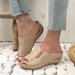 Slippers Wedges High Heels Women Peep Toe Beach Flip Flops Summer 2024 Walking Platform Shoes Outdoor Sandals Pumps Mujer Slides