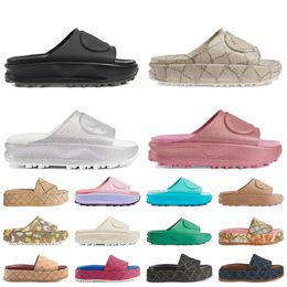 Top Fashion Slide Sandals Famous Designer Women Back Pink Beige Rubber Slides Woman Platform Slippers Famous Mens Flat Canvas Sliders Sandale Loafers Shoes