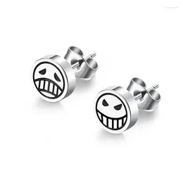 Stud Earrings Cosplay Jewelry Accessories Titanium Steel For Women Men Character Ace Dissymmetry Face Earring Fashion