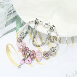 Fashion Dream Pink Womens Peach Heart Key a pendente Brand Designer Jewelry Series Hot Style Bracciale