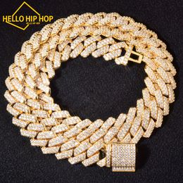 Hip Hop Designer necklace chain tested 14mm wide gra moissanite zircon plated gold and silver Cuban chain for men's hip-hop necklace Limited country free shipping