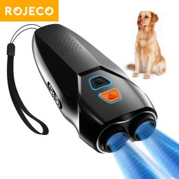 Tees Rojeco Ultrasonic Dog Repeller Training Led Anti Barking Dog Deterrent Device Pet Dog Bark Stop Control Repellent + Flashlight