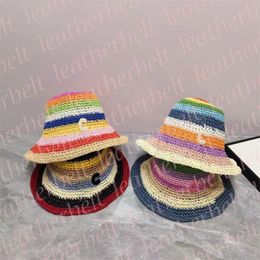 Designer Colour Bucket Hat Summer Beach Straw Woven Fisherman Hats Luxury Letter Outdoor Visor Bucket Snapback for Women Men