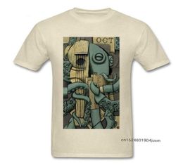 Vintage Octopus Tshirt Man Georges Braque Tshirt Artist Designer T Shirt Guitar Lover Monster Tops Mens Beige Tees Cotton 2106297400173