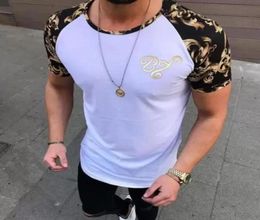 Summer Fashion TShirts Floral Printed O Neck Men Black White Casual Hip Hop Tshirts Tees Polos8282173